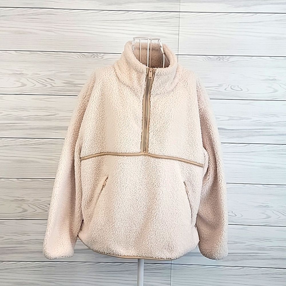 Bailey 44 3/4 zip sherpa fleece jacket - cream beige Women's Size L